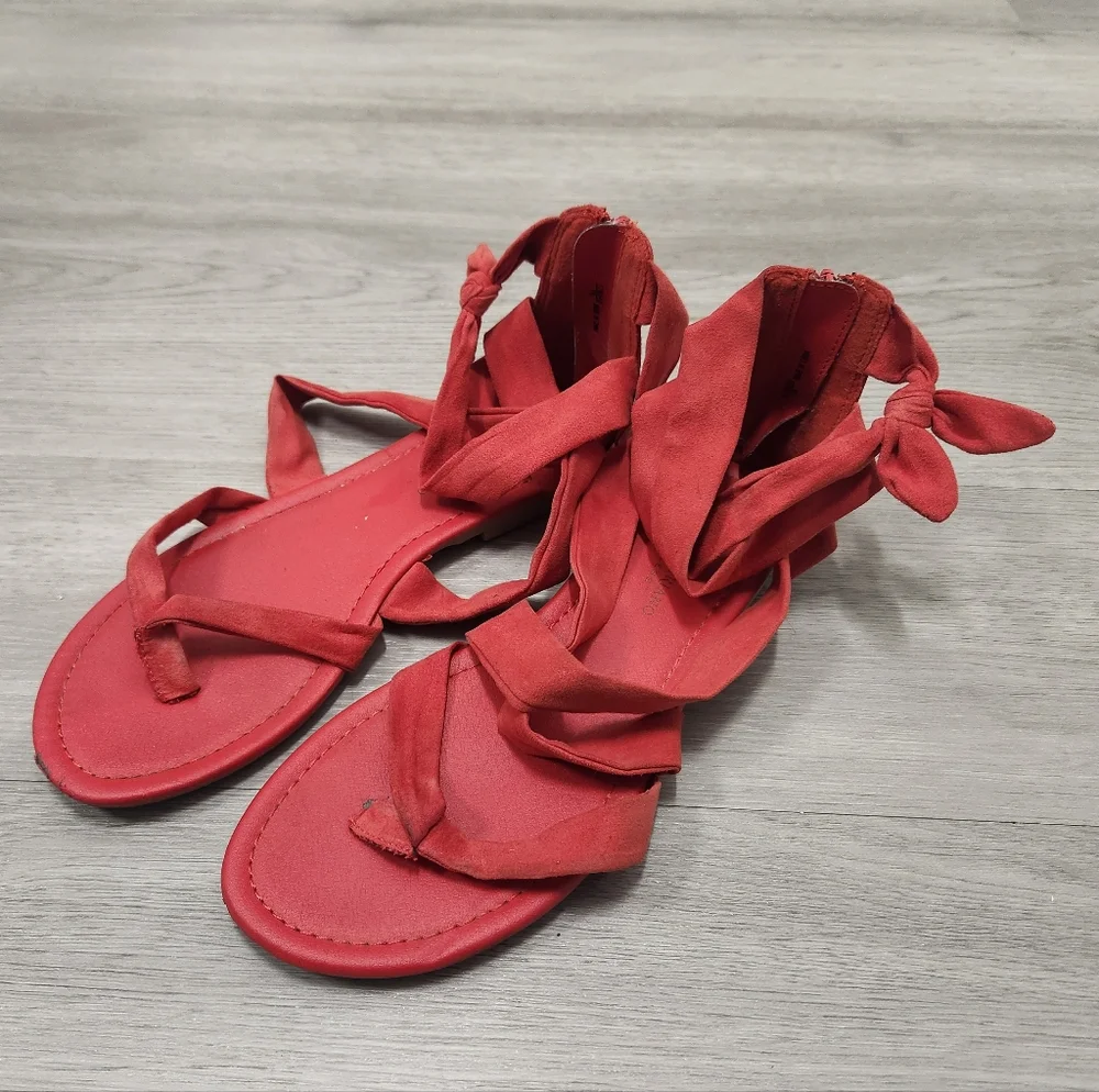 Christian Siriano red suede